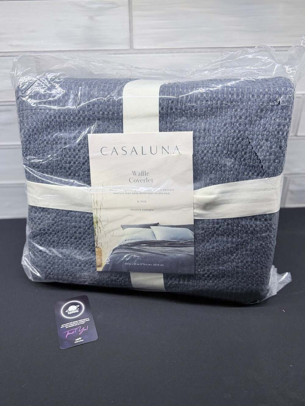 Casaluna Waffle Coverlet King Blue